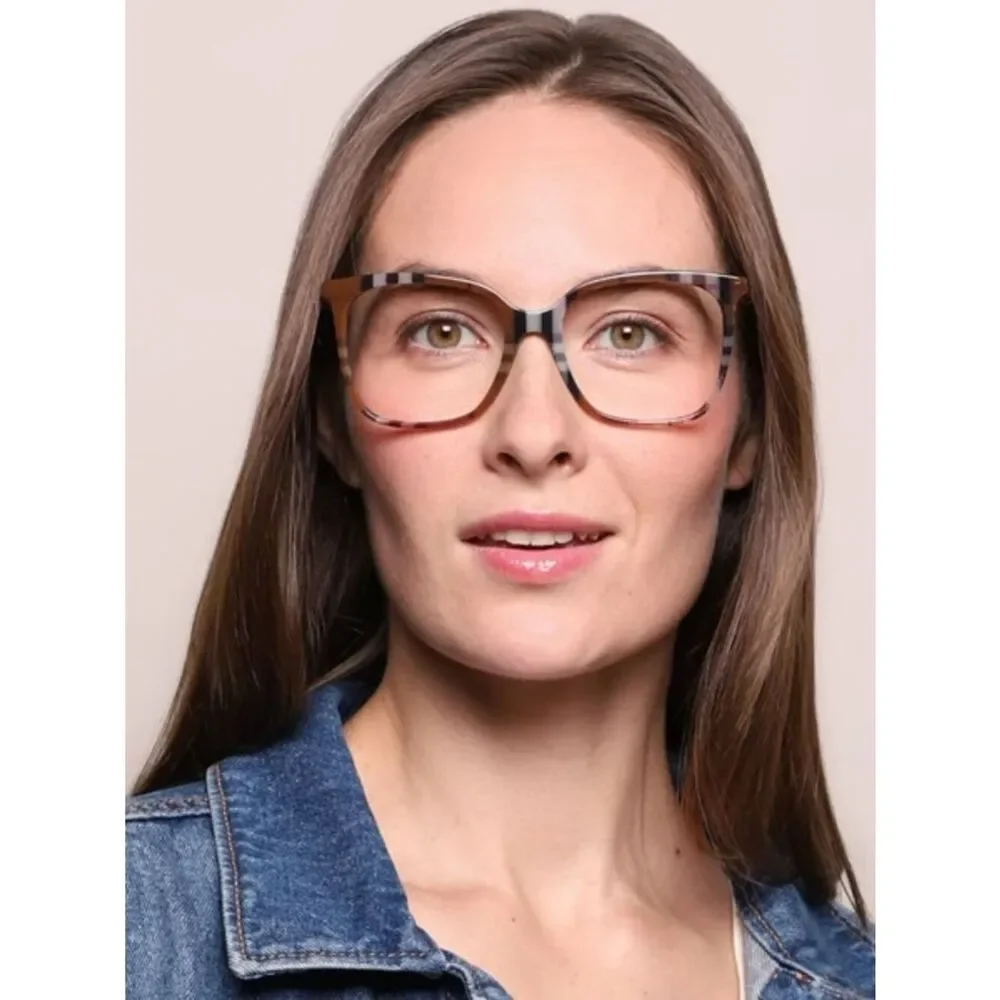 NEW Burberry BE2367 3966 Check Brown Square Women Eyeglasses